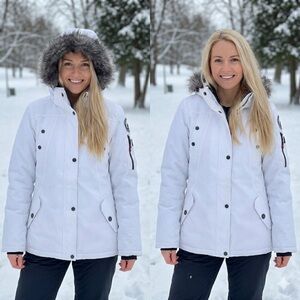 KILLTECH Technical Outdoor Level 3  Women's White Ski Hooded Puffer Coat  Size S